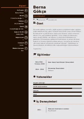 Fizyoterapist Cv Örnekleri cv indir